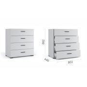 Комод Йорк Белый/белый глянец 4 ящика