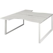 Бенч эргономичный на 2 рабочих места на металлокаркасе Аргентум-МП НТМП.О.Б2-060 Сосна винтер/Белый