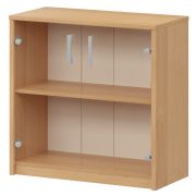 Стеллаж низкий с прозрачным стеклом Арго А-302/А-стл302пр Ольха