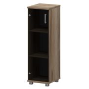 Стеллаж низкий узкий закрытый со стеклянным фасадом Аргентум «НТ-440;НТ-601стл» Дуб сафари