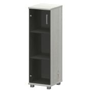 Стеллаж низкий узкий с стеклянным фасадом Аргентум «НТ-440;НТ-601стл» Сосна винтер