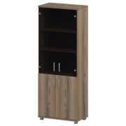 Стеллаж высокий закрытый с стеклянными фасадами Аргентум «НТ-580;НТ-600.2;НТ-601.2стл» Дуб сафари
