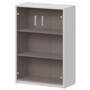 Стеллаж средний с тонированным стеклом Арго А-304/А-стл304тон Белый