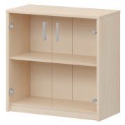 Стеллаж низкий с прозрачным стеклом Арго А-302/А-стл302пр Бук