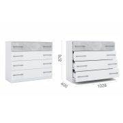 Комод «Аврора» 4ящ Белый/ателье светлый