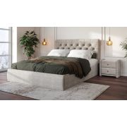 Кровать «Беатриче» с пуговицами 180*200 (подъемник) Lecco fog