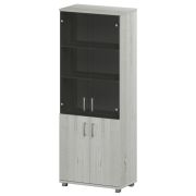 Стеллаж высокий закрытый с стеклянными фасадами Аргентум «НТ-580;НТ-600.2;НТ-601.2стл» Сосна винтер