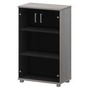 Стеллаж низкий закрытый со стеклянными фасадами Аргентум «НТ-480;НТ-601.2стл» Лиственница