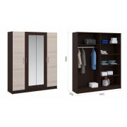 Шкаф «Алена» 4дв с зеркалами Венге/дуб молочный