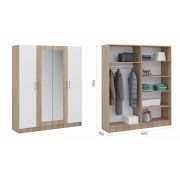 Шкаф «Алена» 4дв с зеркалами Дуб сонома/белый
