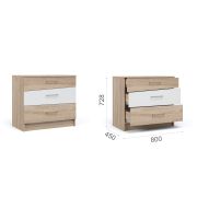 Комод «Антария» 3ящ. Сонома/белый