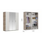 Шкаф «Джулия» 4дв с зеркалами Крафт серый/белый глянец