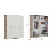 Шкаф «Джулия» 4дв Крафт серый/белый глянец без зеркал