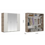 Шкаф «Джулия» 5дв с 3 зеркалами Крафт серый/белый глянец