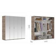 Шкаф «Джулия» 5дв с зеркалами Крафт серый/белый глянец