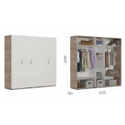 Шкаф «Джулия» 5дв Крафт серый/белый глянец без зеркал