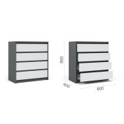 Комод «Мишель» 4ящ Антрацит/белый жемчуг