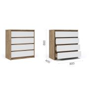 Комод «Мишель» 4ящ Крафт золотой/белый жемчуг