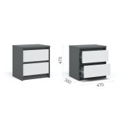 Тумба прикроватная «Мишель» 2ящ Антрацит/белый жемчуг