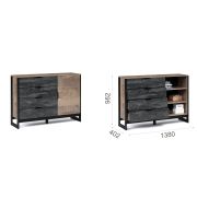 Комод «Стокгольм» 1д. 4ящ. Дуб гранж песочный/железный камень