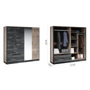 Шкаф «Стокгольм» 4дв Дуб гранж песочный/железный камень