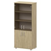 Стеллаж высокий закрытый с стеклянными фасадами Аргентум «НТ-580;НТ-600.2;НТ-601.2стл» Баттл Рок