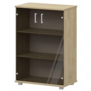 Стеллаж низкий закрытый со стеклянными фасадами Аргентум «НТ-480;НТ-601.2стл» Баттл Рок